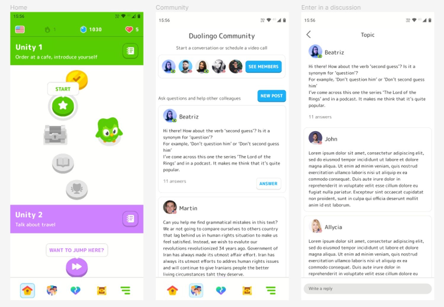 online community - duolingo example