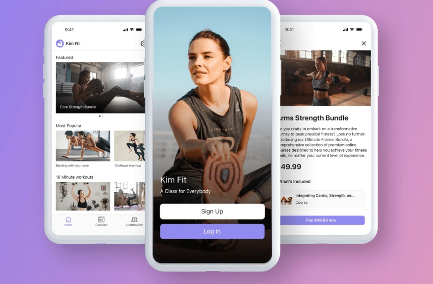 Kajabi mobile course platform with fitness lessons