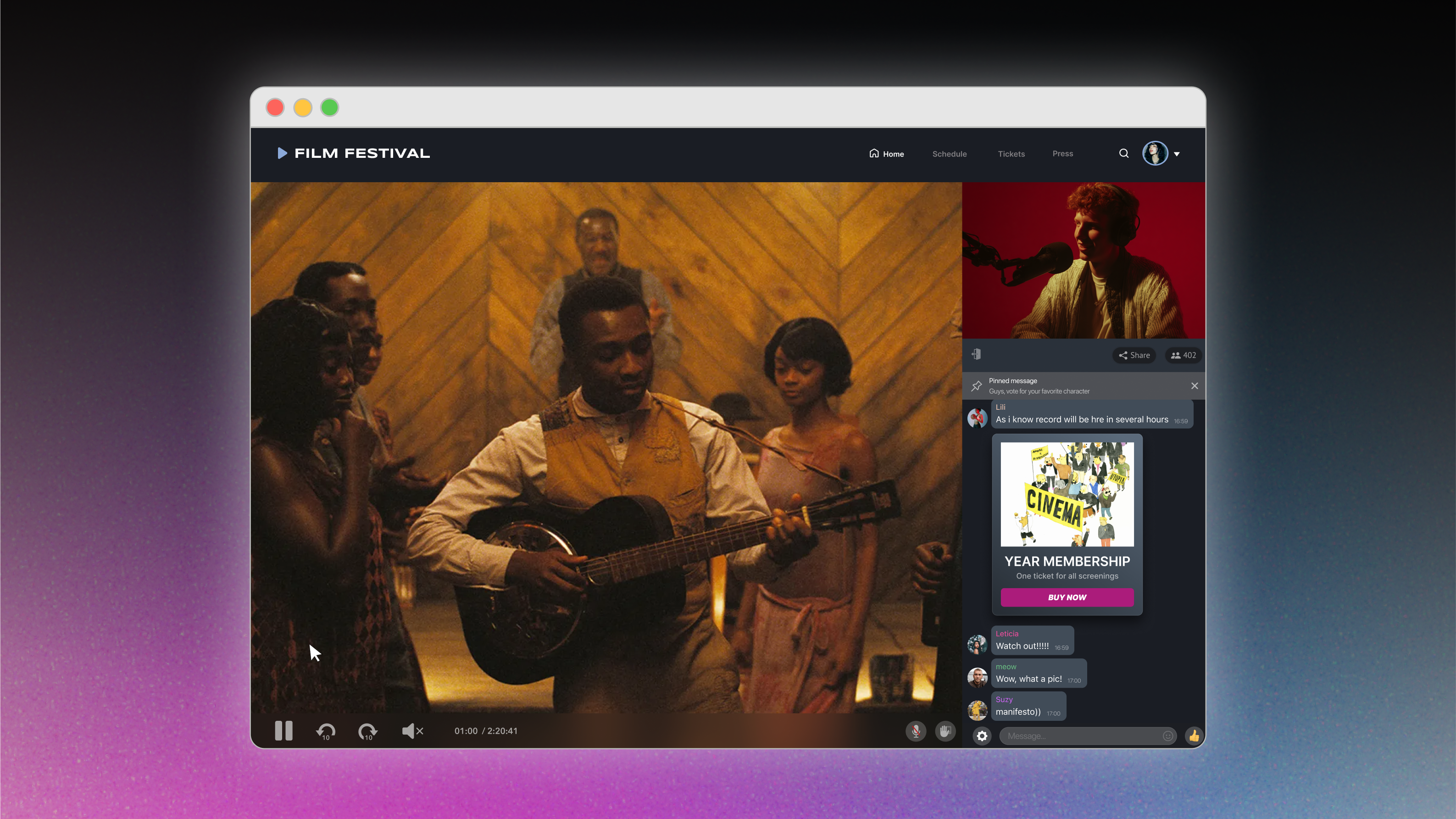 In-app live streaming to maintain customers